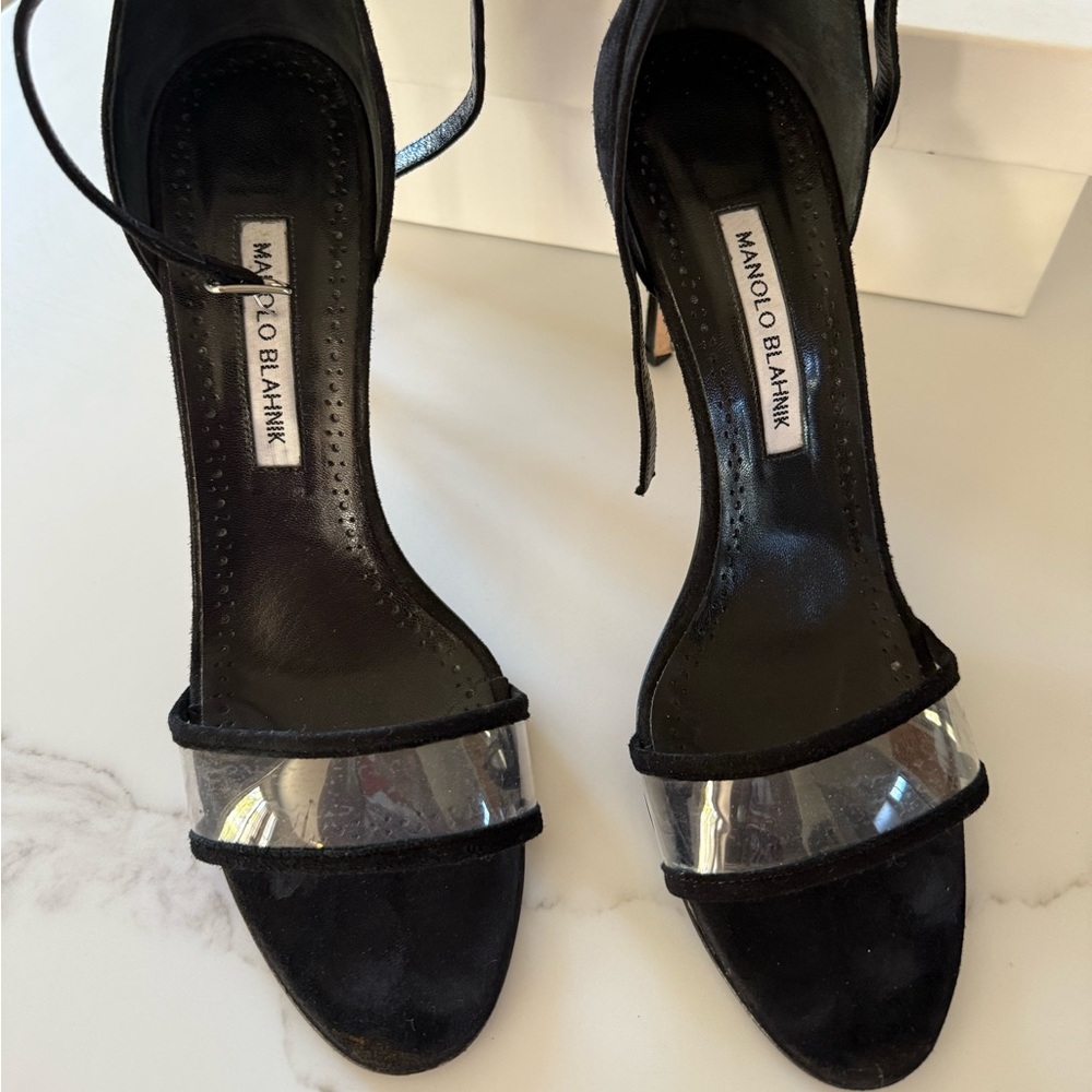 Manolo Blahnik Black Ankle Strap Heels
